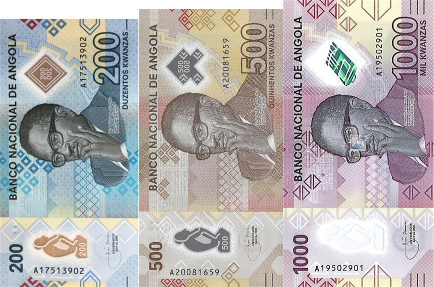 PN160,161,162 Angola 200,500,1000 Kwanzas Year 2020